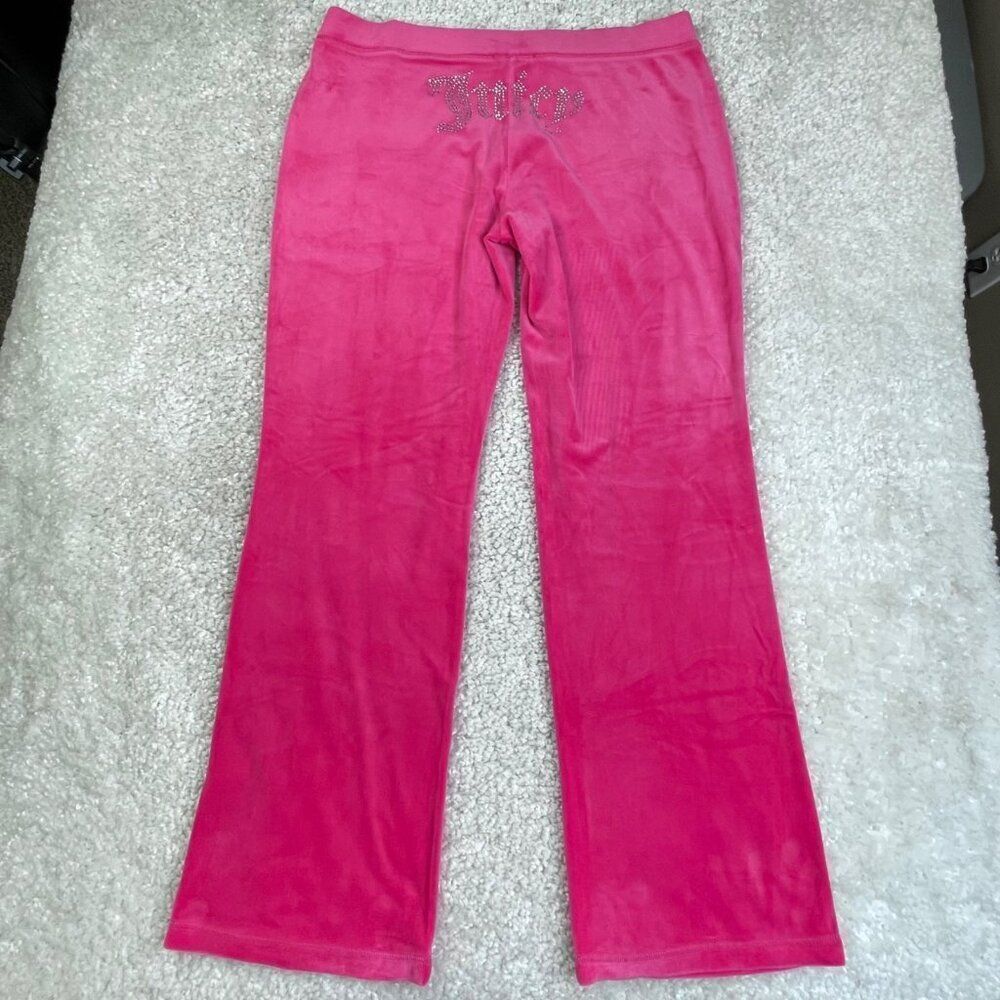 Juicy Couture Pink Velour Rhinestone Classic Pants - Picture 2 of 8